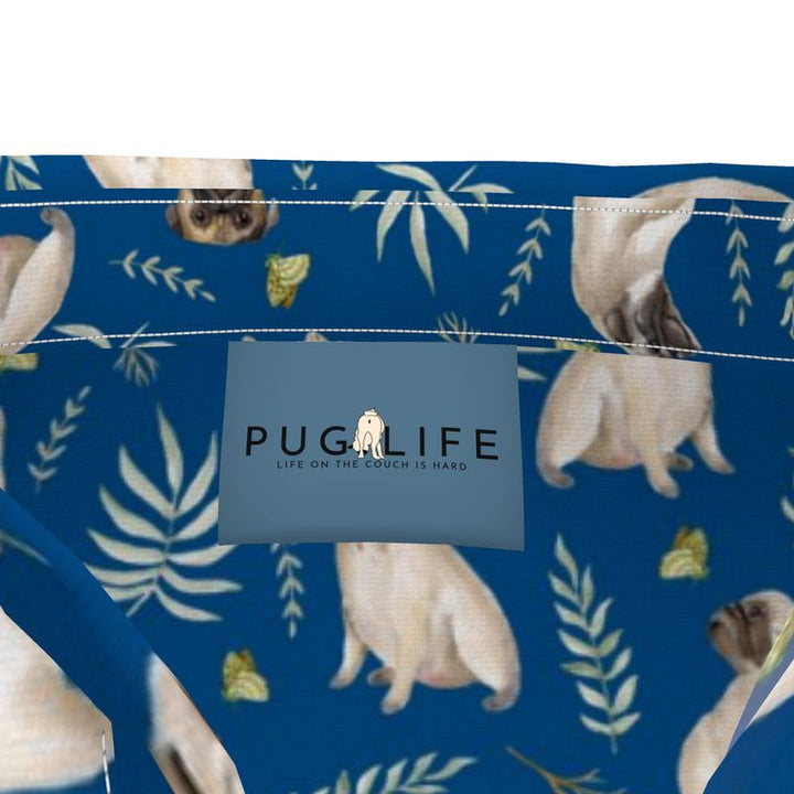 Blue Watercolor Pug Aloha Camp Shirt Pug Life