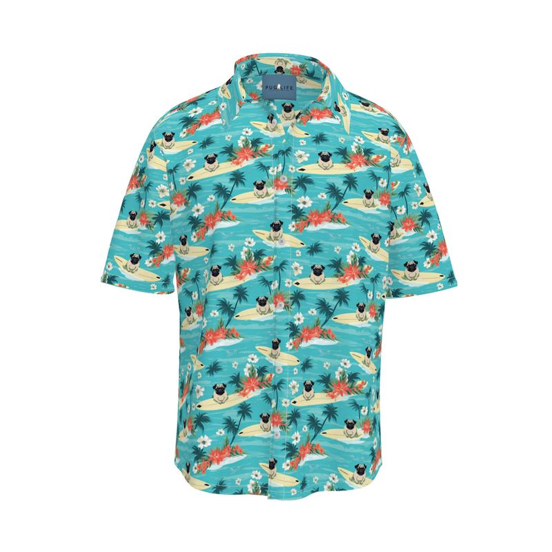 Surfing Pug Aloha Shirt Pug Life