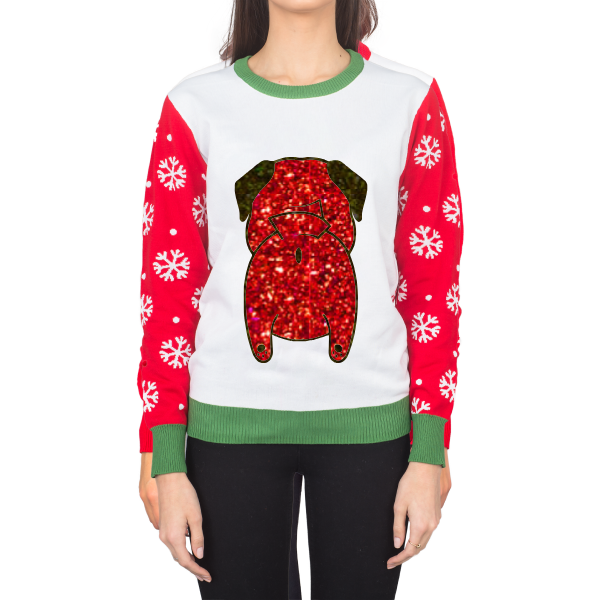 Christmas Sweatshirt Ugly Pug Sweater Walmart Glitter Pug Butt