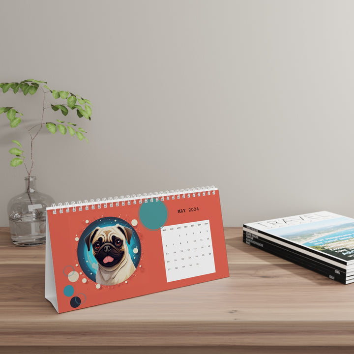 Pugs Celebrate 2024 Desk Calendar