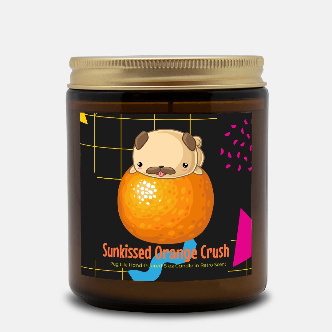 Retro Arcade Sunkissed Orange Crush 9oz  Glass Candle Pug Life