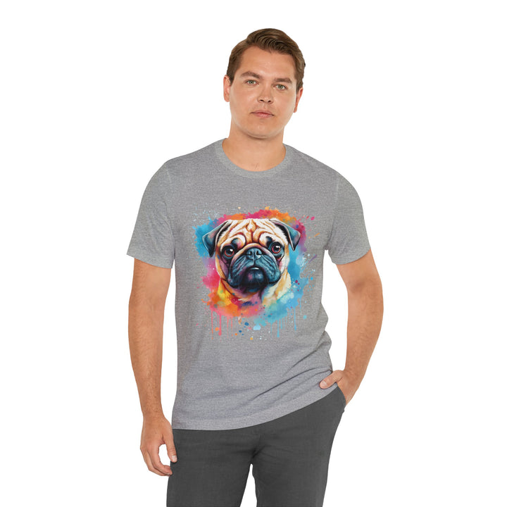 Pug Rainbow Splash Cotton Tee Shirt in Multiple Colors