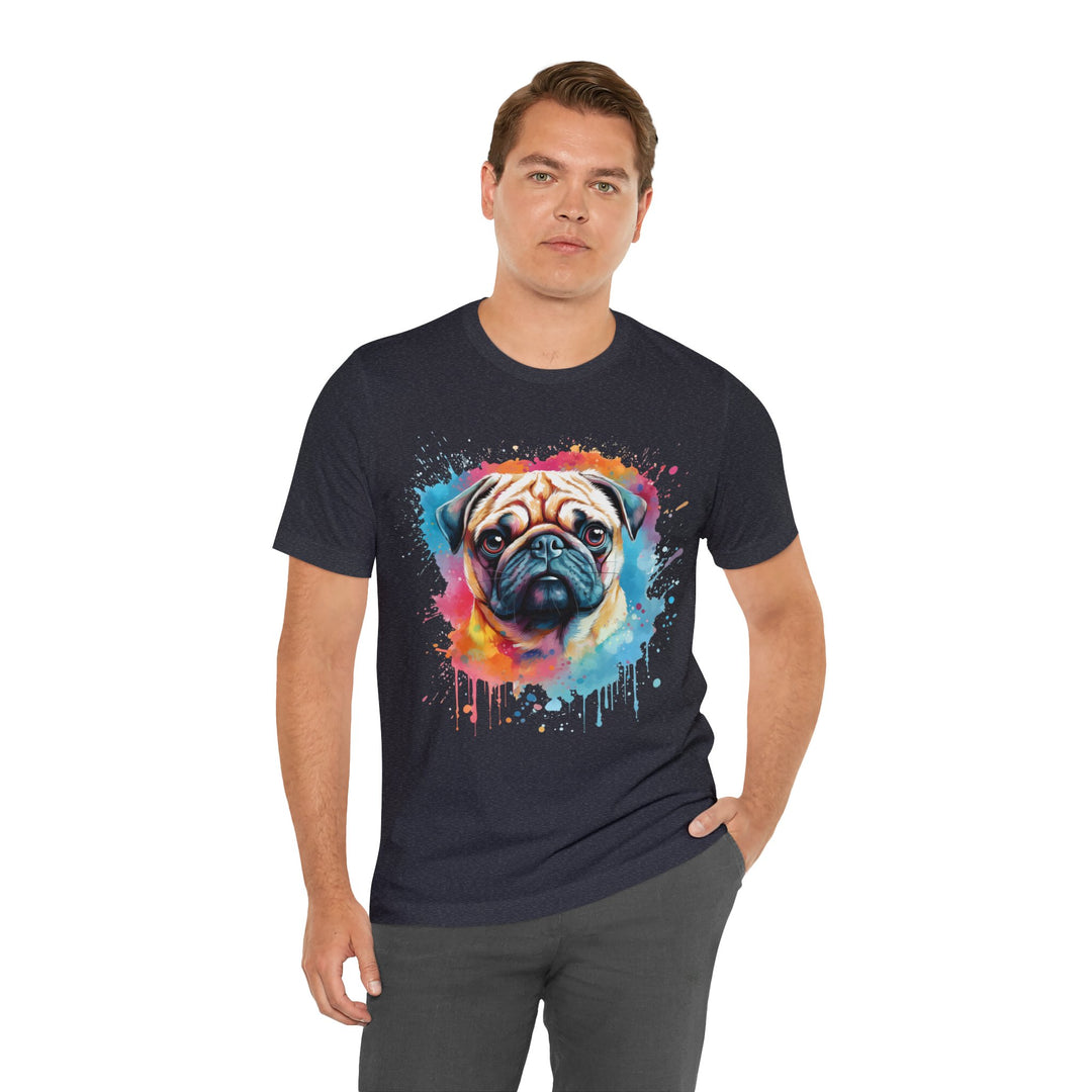 Pug Rainbow Splash Cotton Tee Shirt in Multiple Colors