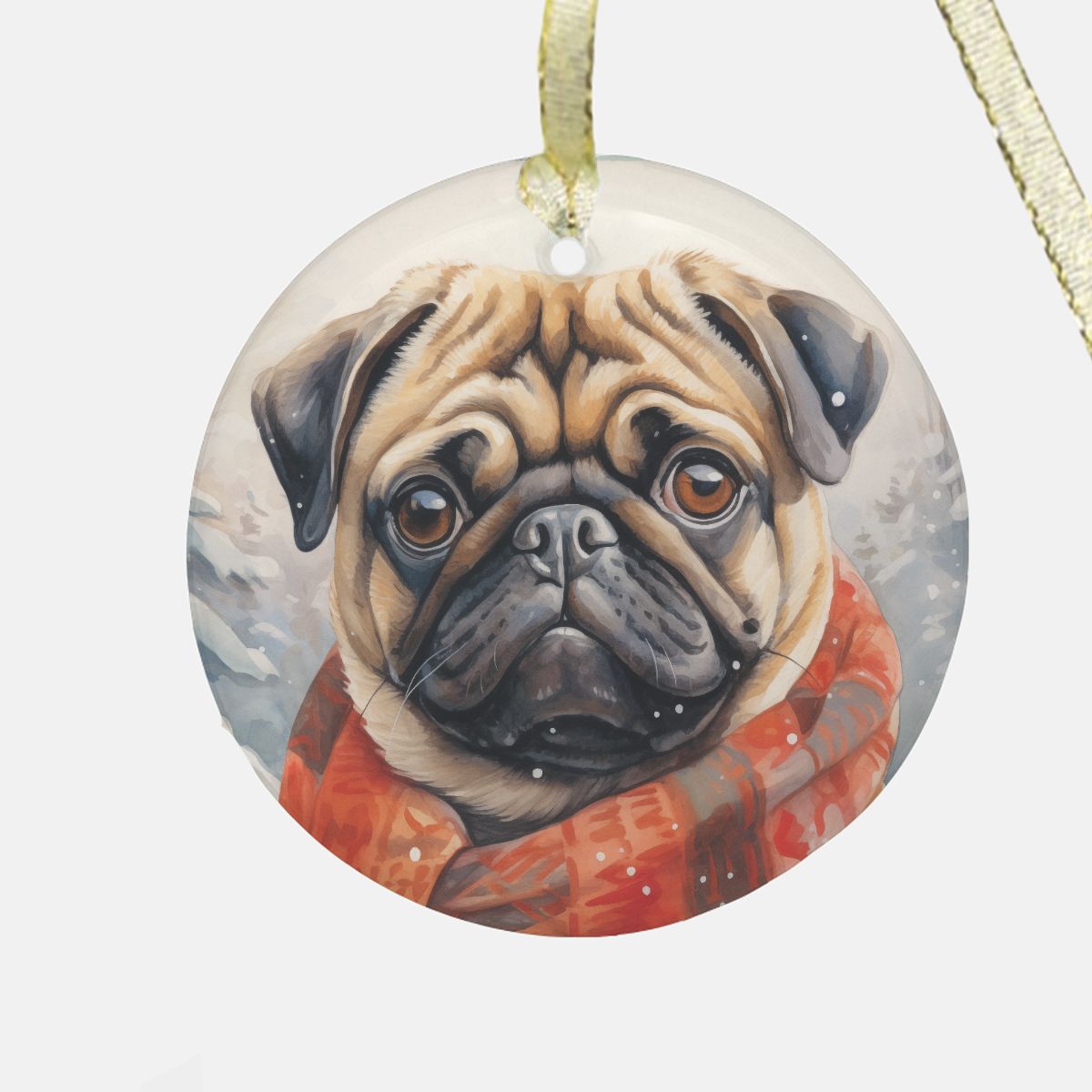 Glass pug hot sale ornament