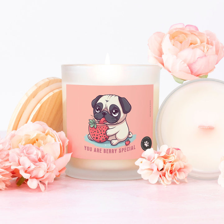 You Are Berry Special Frosted Glass Candle Pug Life