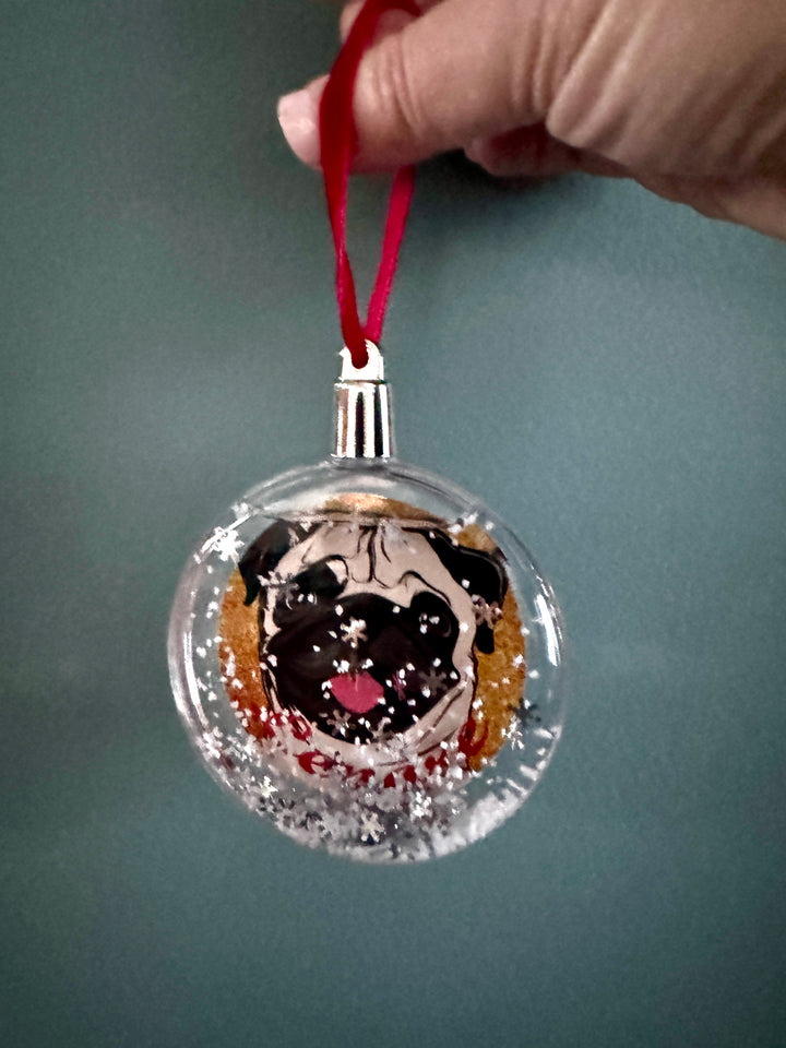 Personalized Pug Snow Globe Ornament