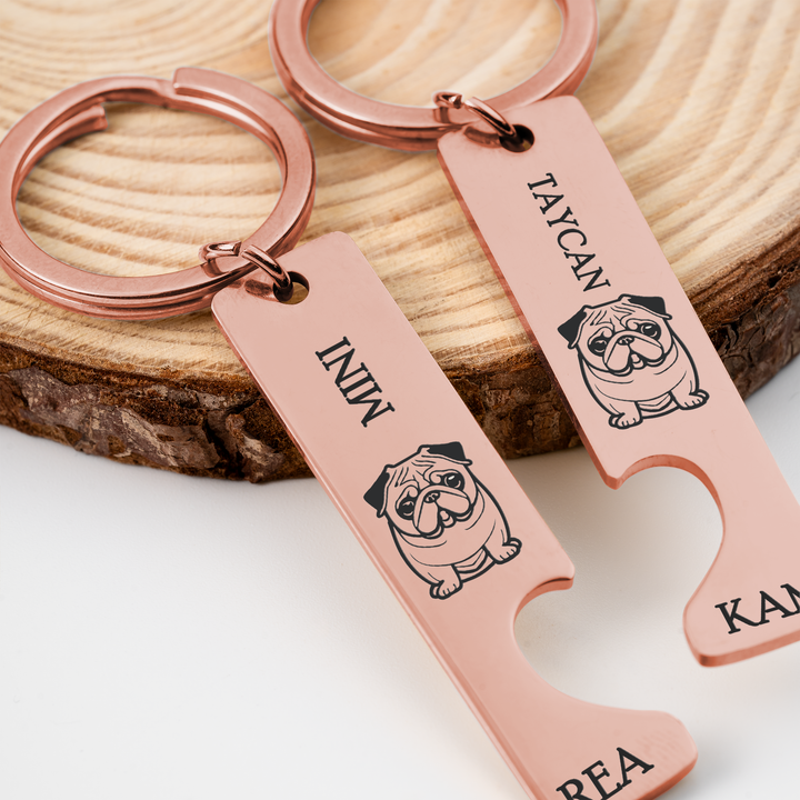 Pug Heart Personalized Engraved Keychain