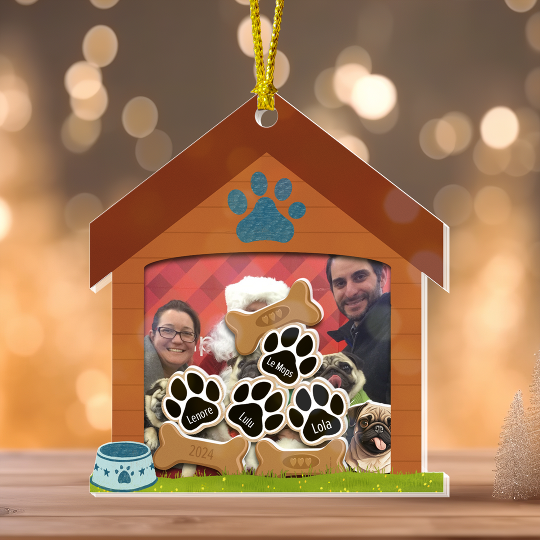 Pug Haus Customizable Shaker Ornament for Pet Memorial or Holiday Tree