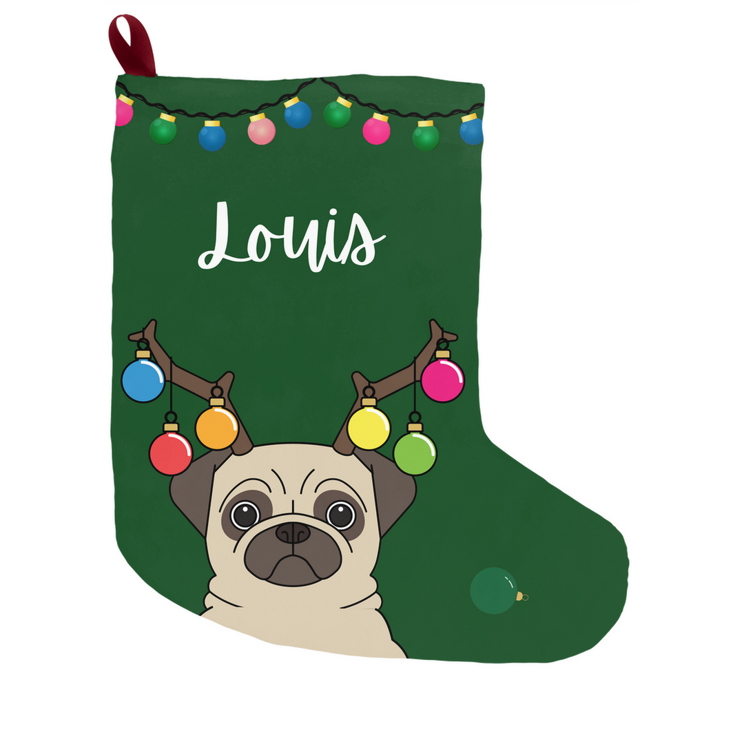 Pug Christmas Bulb Personalized Stocking