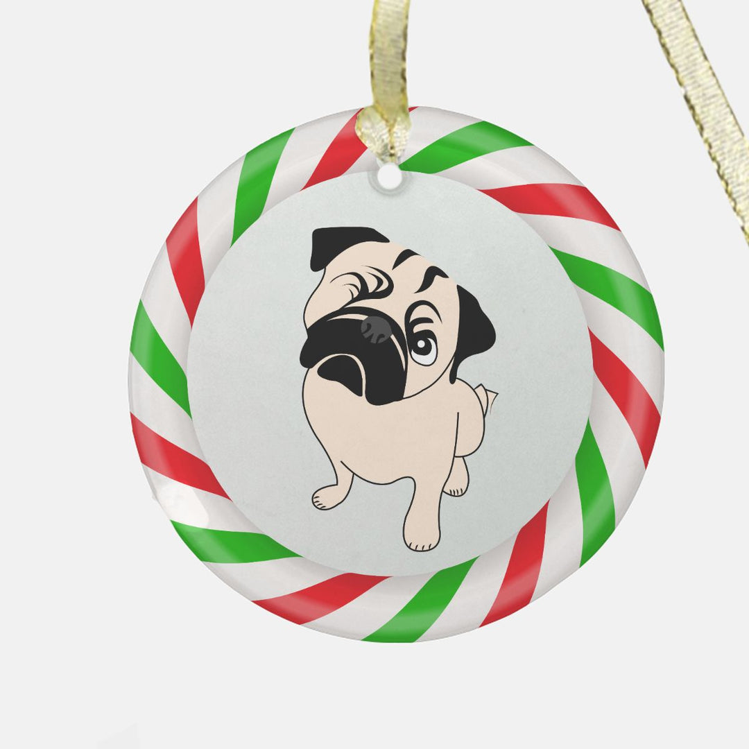 One Eyed Pug Christmas Clear Glass Ornament Pug Life