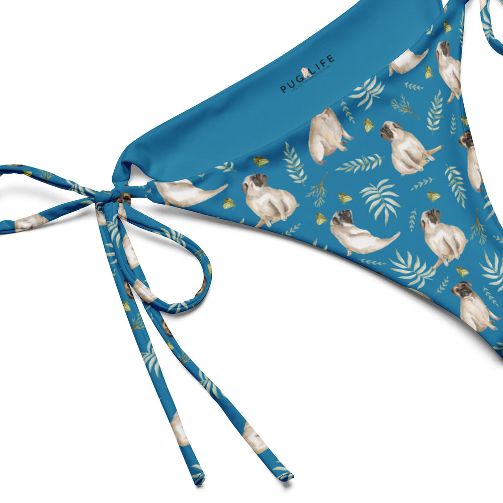 Watercolor Pug string bikini bottom in Eco-Friendly Recycled Fabric Pug Life