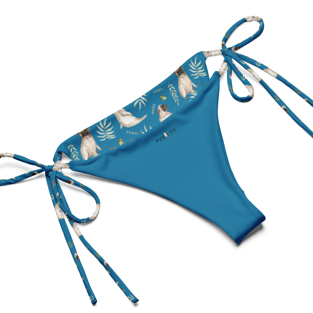 Watercolor Pug string bikini in Eco-Friendly Recycled Fabric Pug Life