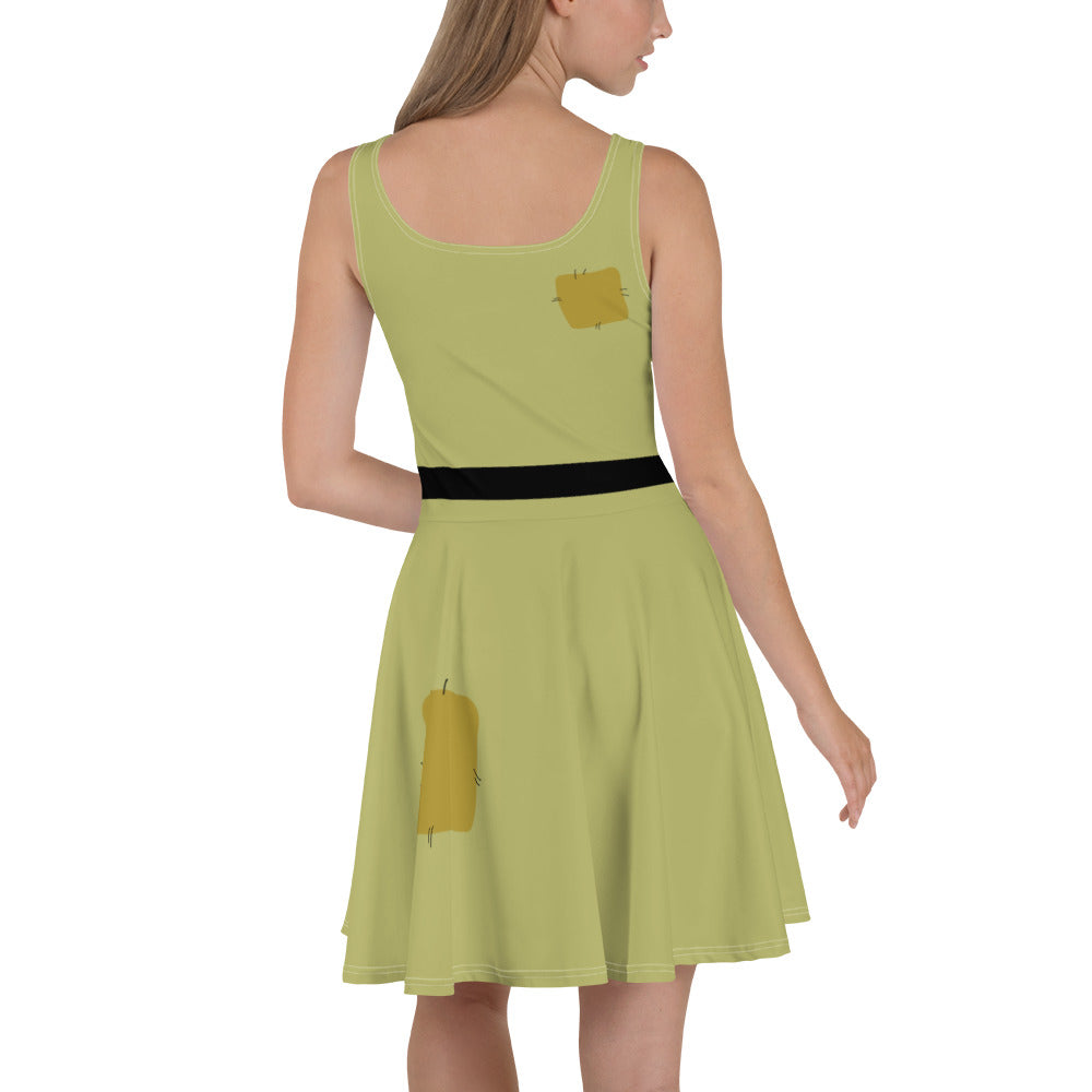 Green Button Running Dress for Race Costume or Bounding