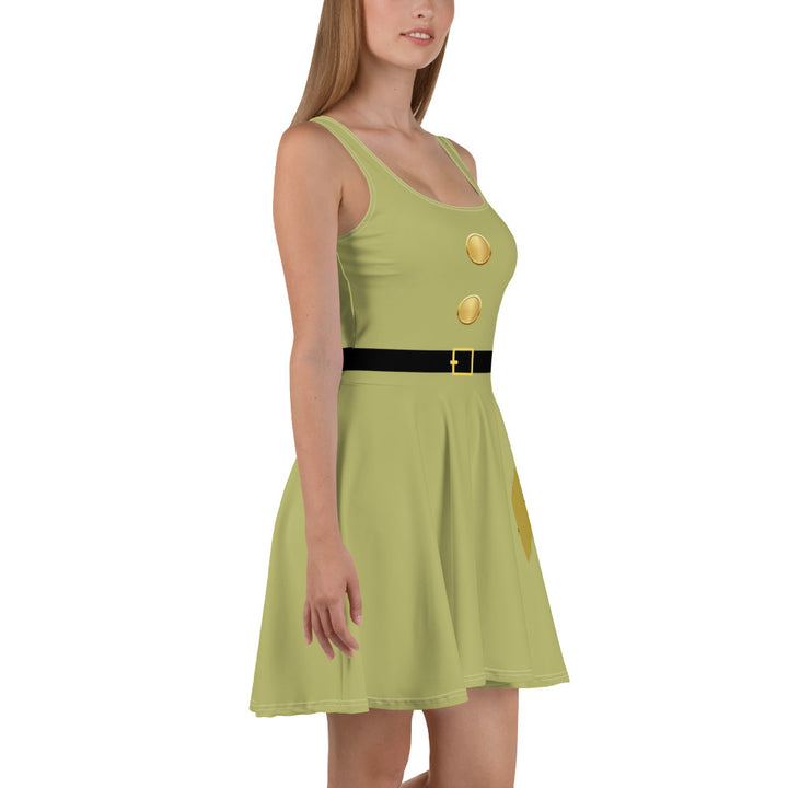 Green Button Running Dress for Race Costume or Bounding