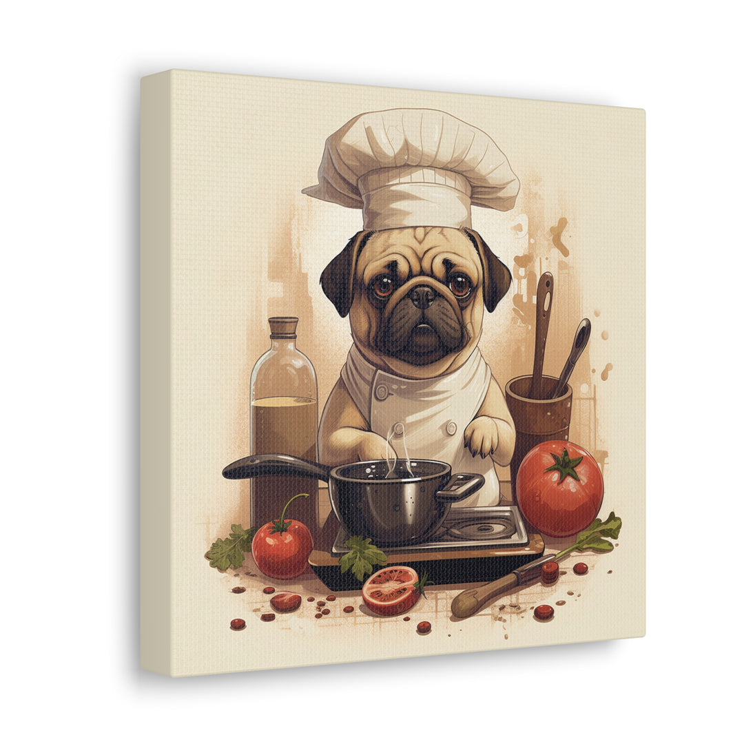 Chef Pug in the Kitchen Canvas Art