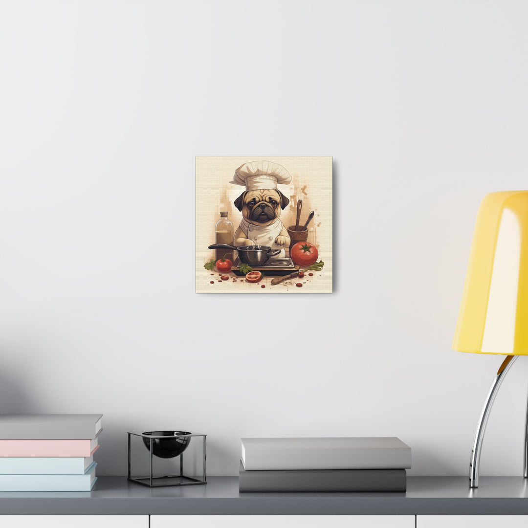 Chef Pug in the Kitchen Canvas Art