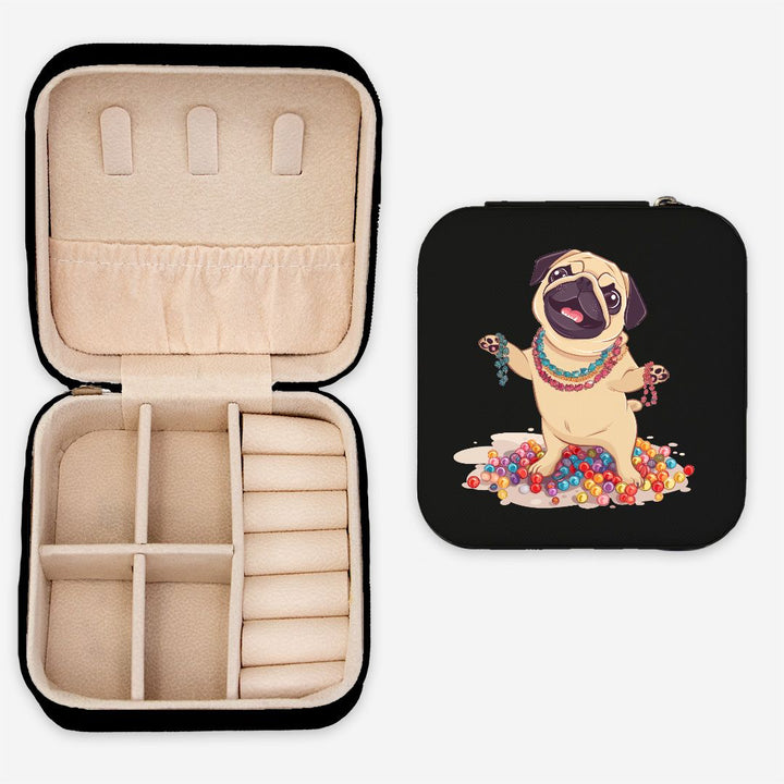 Bejeweled Pug Jewelry Travel Case, Three Colors Available