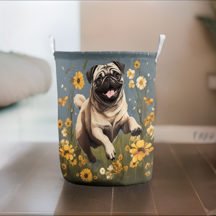 Pug Cloth Basket for Laundry or Toys
