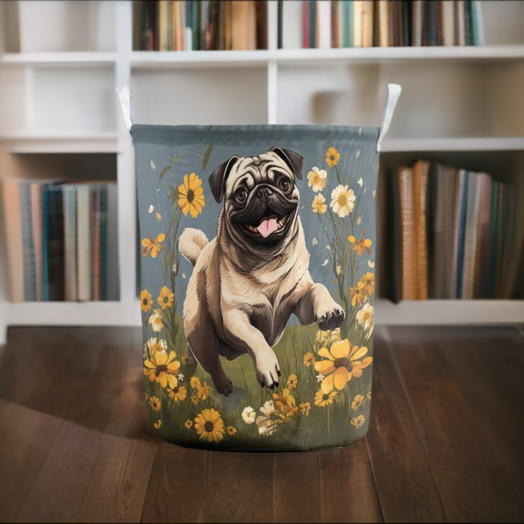 Pug Cloth Basket for Laundry or Toys