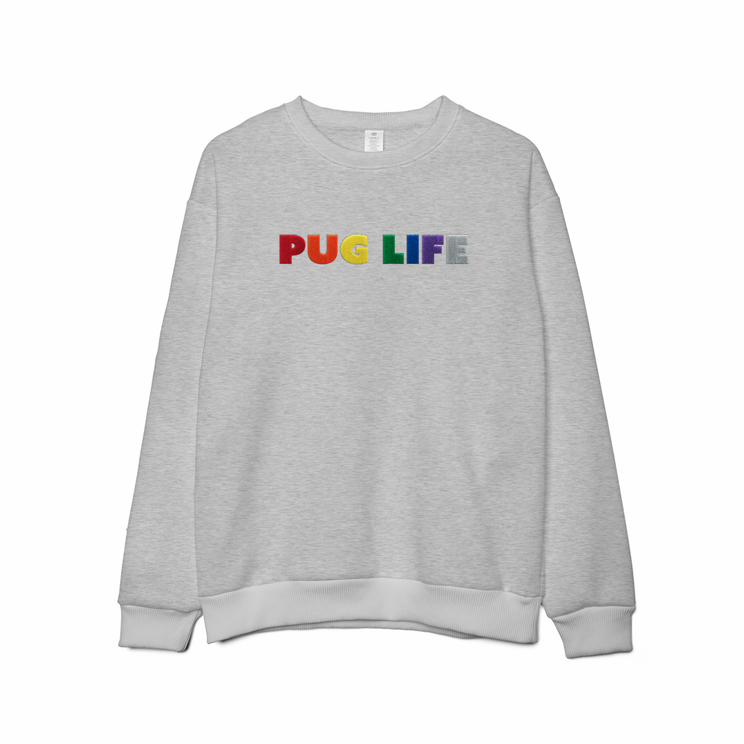 Pug Life Pride Rainbow Embroidered Sweatshirt
