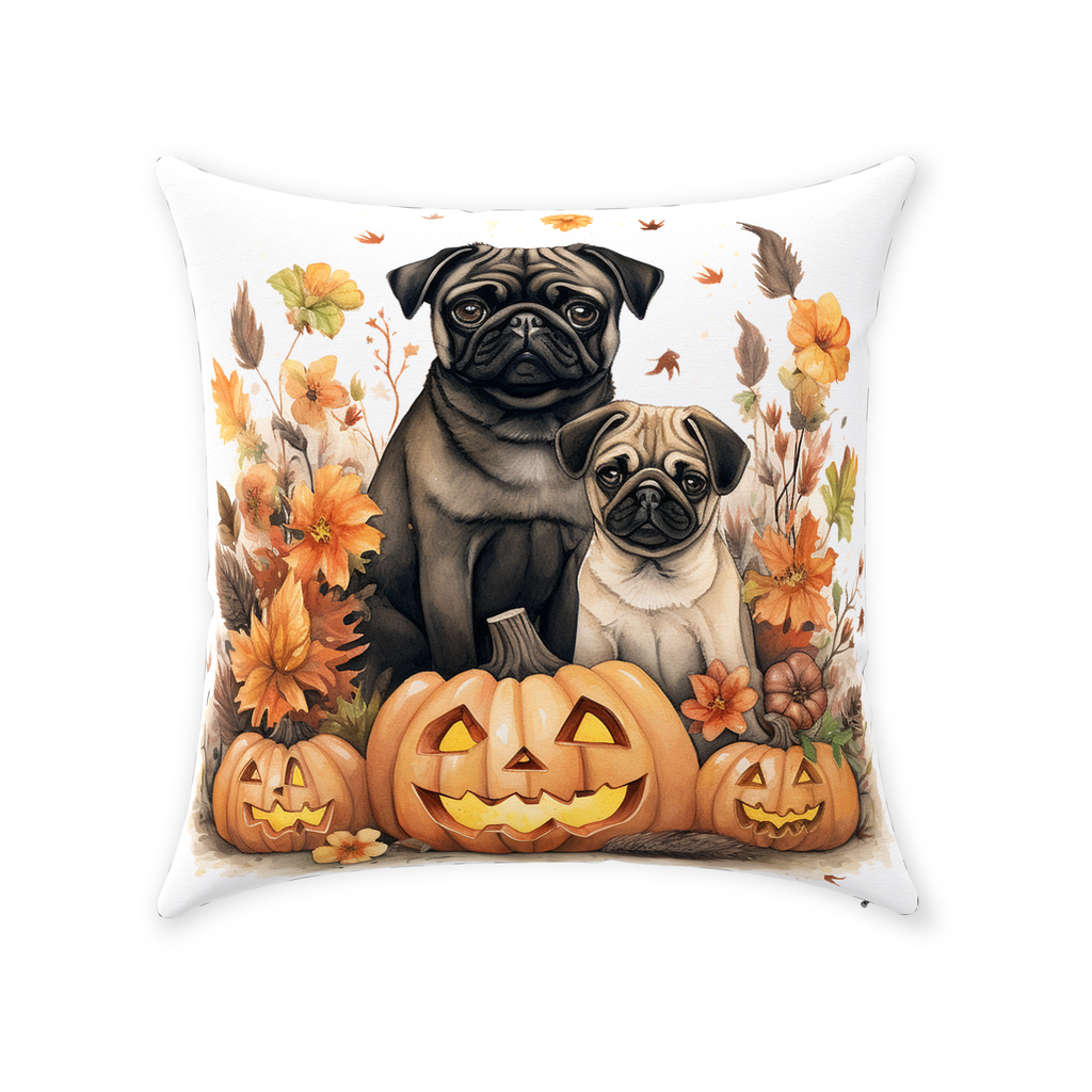 Pugs 'n' Pumpkins Throw Pillows Pug Life