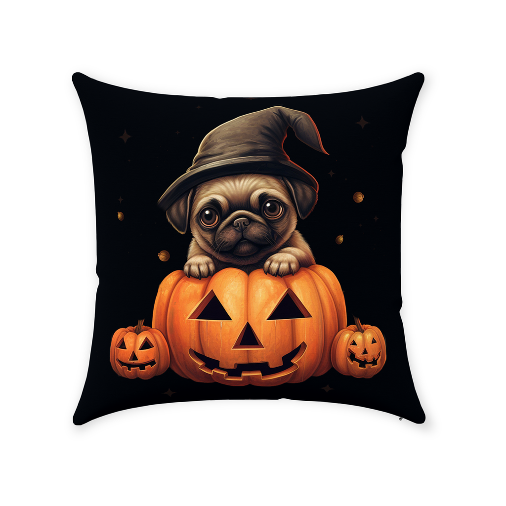 Pug Puppy Halloween Throw Pillow Pug Life