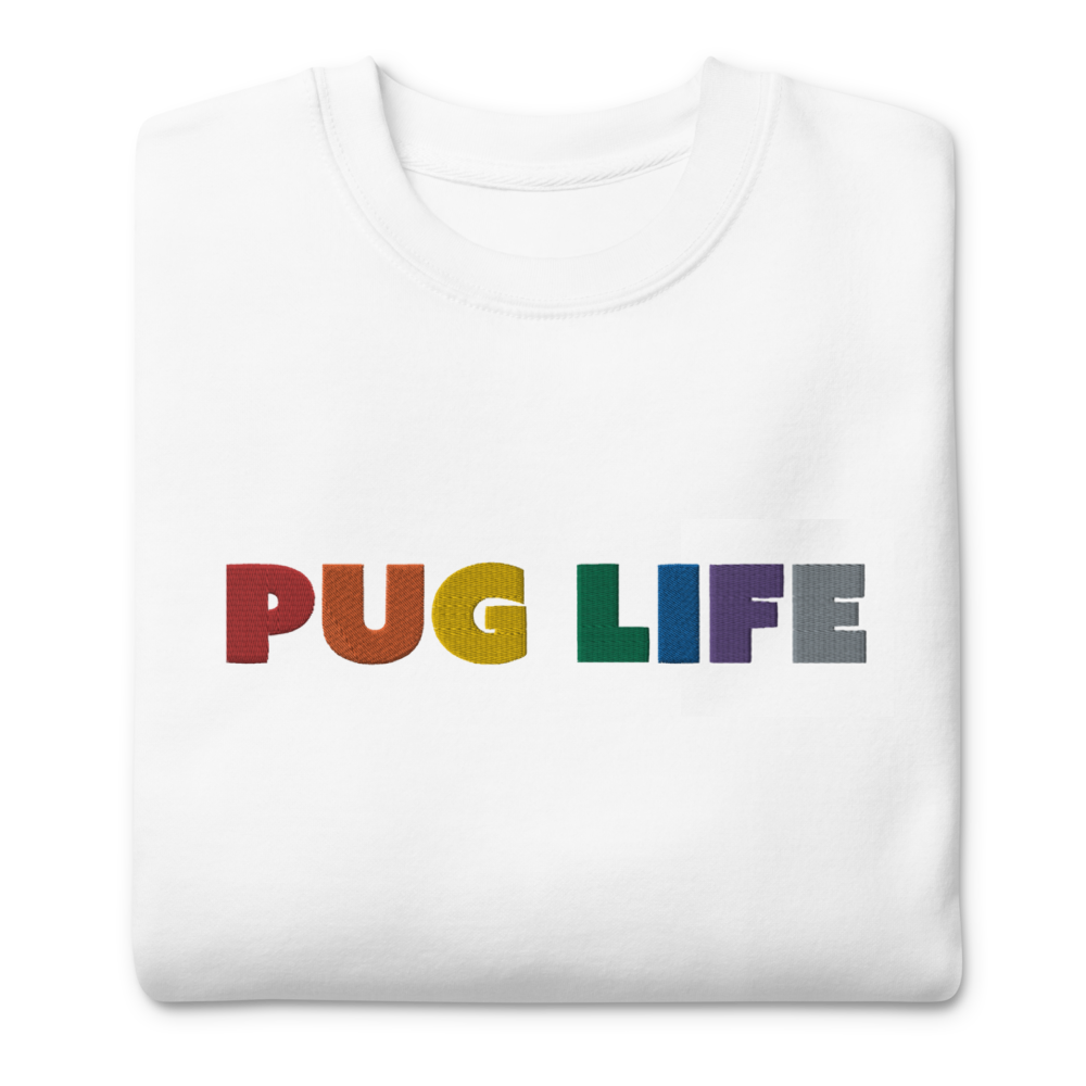 Pug Life Pride Rainbow Embroidered Sweatshirt