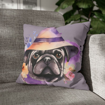 Witchy Black Pug Throw Pillow for Spooky Season Pug Life