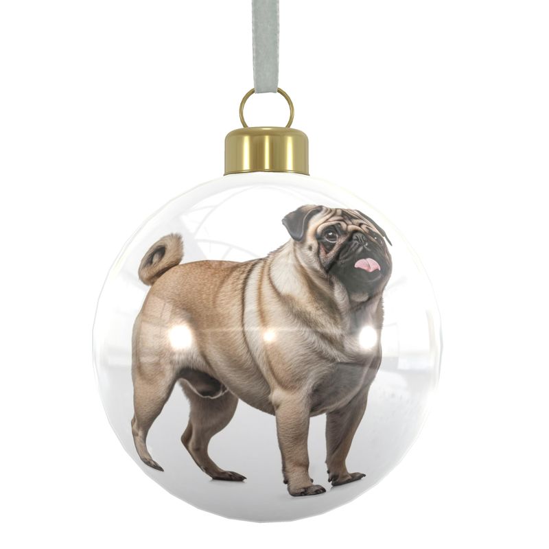 Pug Christmas Baubles in Fawn or Black | Personalize the bulb with your pug's name and more