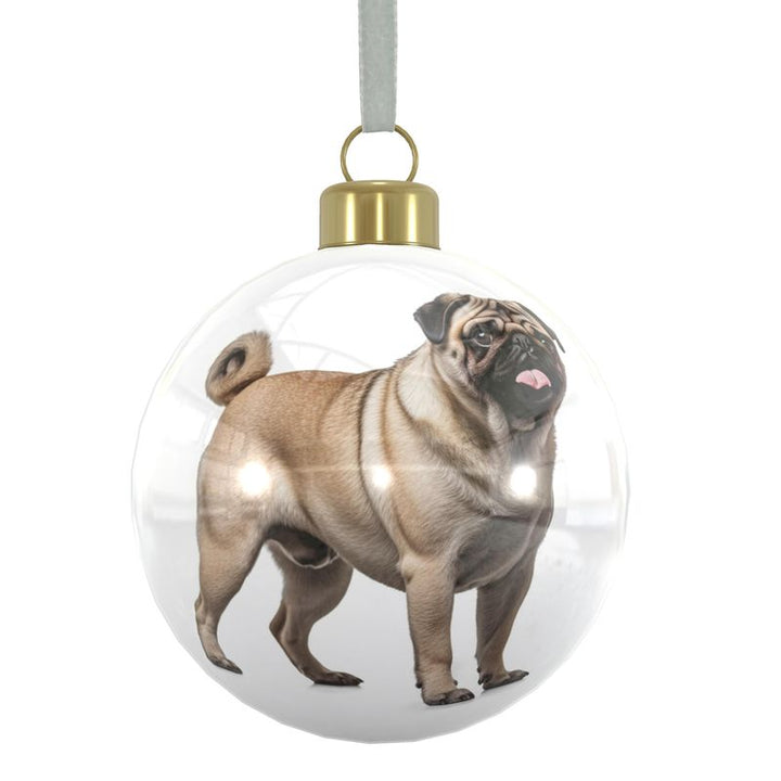 Pug Christmas Baubles in Fawn or Black | Personalize the bulb with your pug's name and more