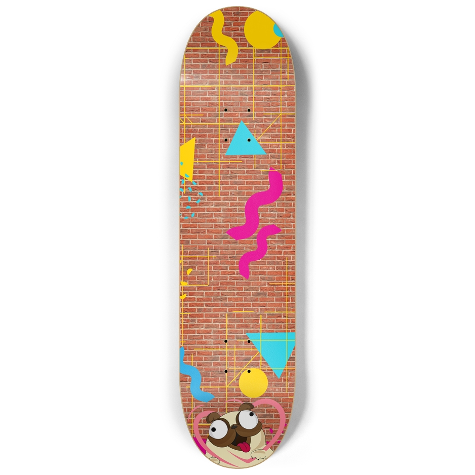 Retro Arcade Graffiti Pug Love Skateboard Pug Life