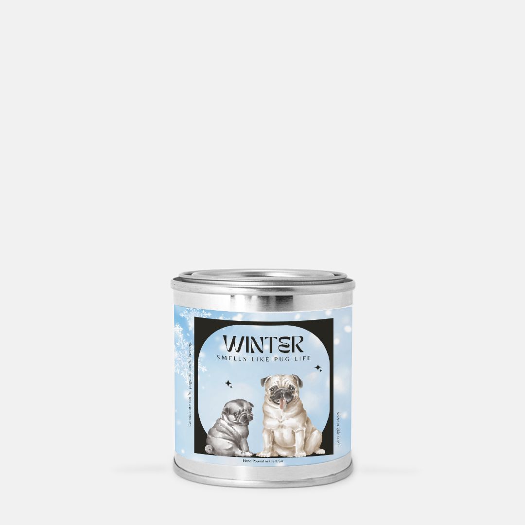 Winter Pug Paint Can Candle Pug Life