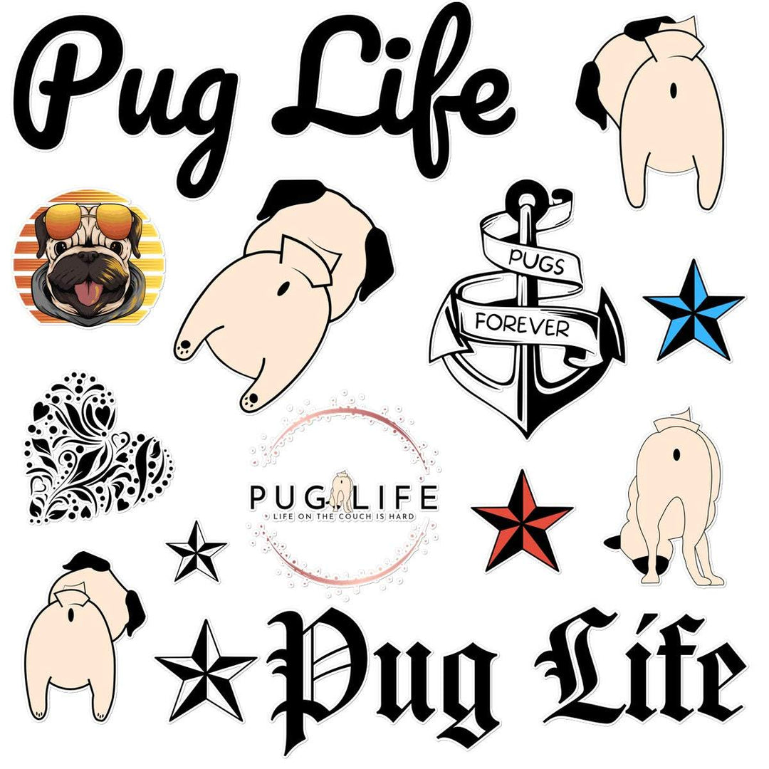 Pug Life Temporary Tattoo Sheet Pug Life