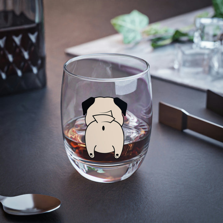 Pug Butt Whiskey Glass Pug Life