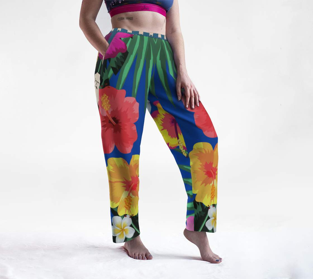 Tropical Pug Butt Lounge Pants-adult,athletic,clothing,comfy,floral,lounge pants,made in canada,pajama,pockets,Pug Butt,sports,tiki,tropical,unisex