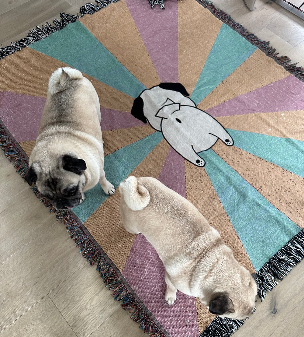Burst of Pug Butt Woven Blanket Pug Life