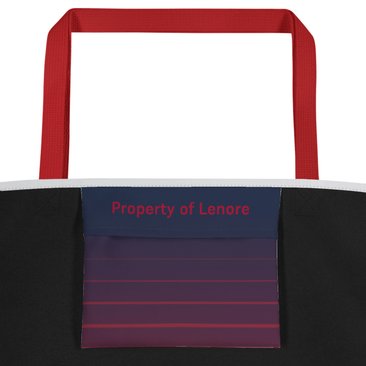 Personalized design allows you to write a phrase on the interior pocket. This pocket says Property of Lenore