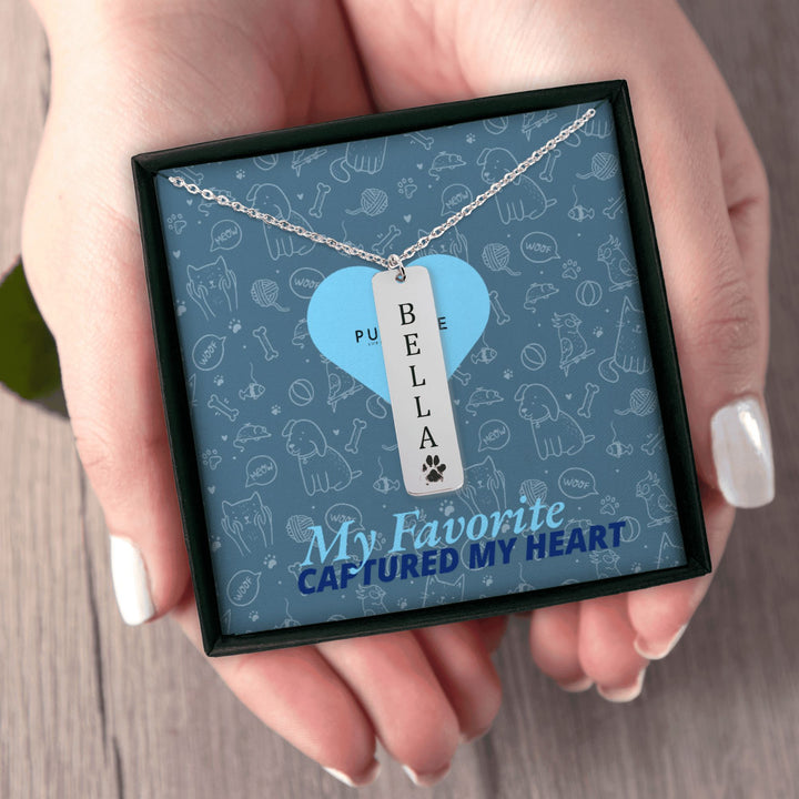 My Favorite Pet: Name & Paw Print Necklace