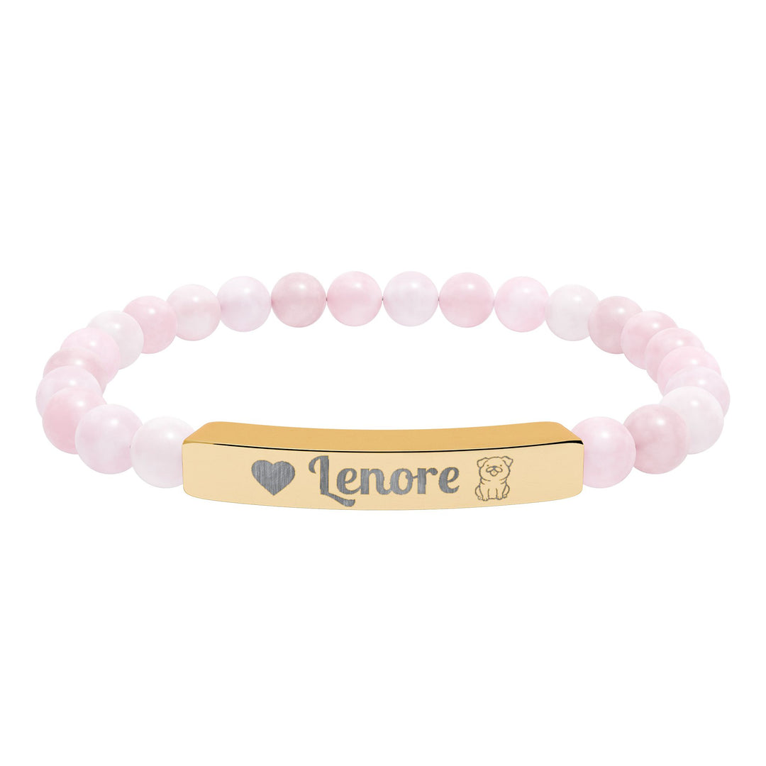 Personalized Natural Stone Bar Pug Bracelet
