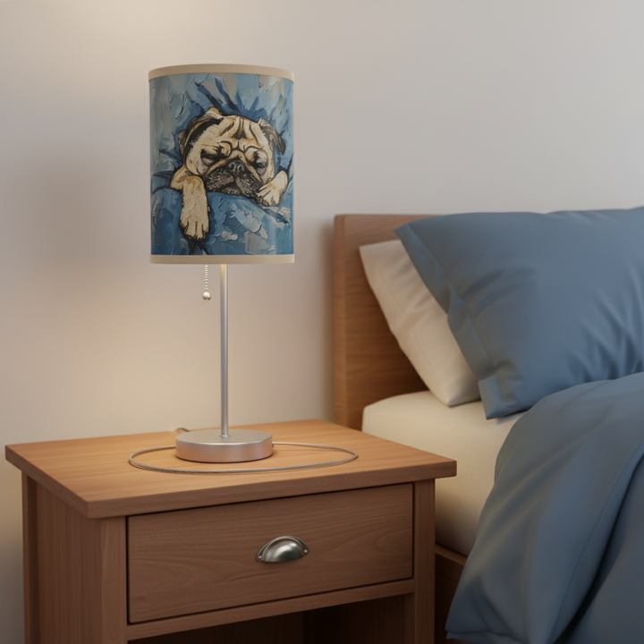 Sleeping Pug Table Lamp on Stand