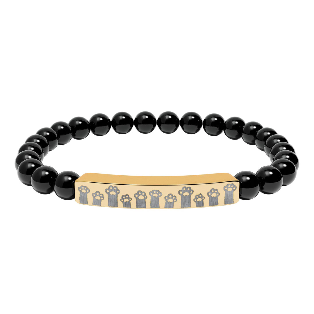 Paw Prints Natural Stone Engraved Bar Bracelet