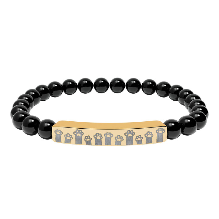 Paw Prints Natural Stone Engraved Bar Bracelet