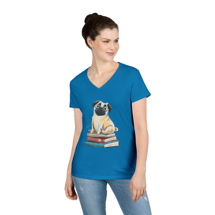 Pug Lover's "Read Banned Books" Women's V-Neck T-Shirt