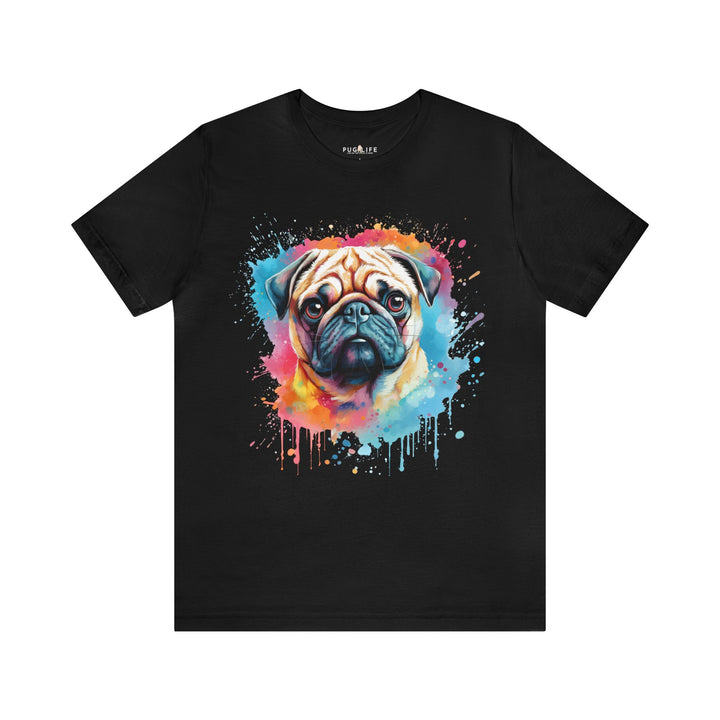 Pug Rainbow Splash Cotton Tee Shirt in Multiple Colors