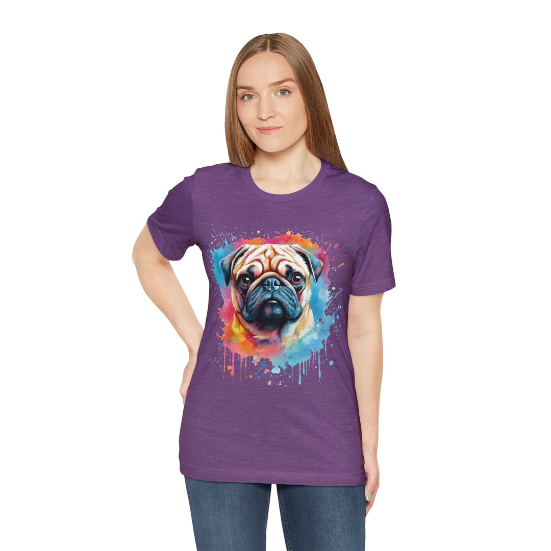 Pug Rainbow Splash Cotton Tee Shirt in Multiple Colors