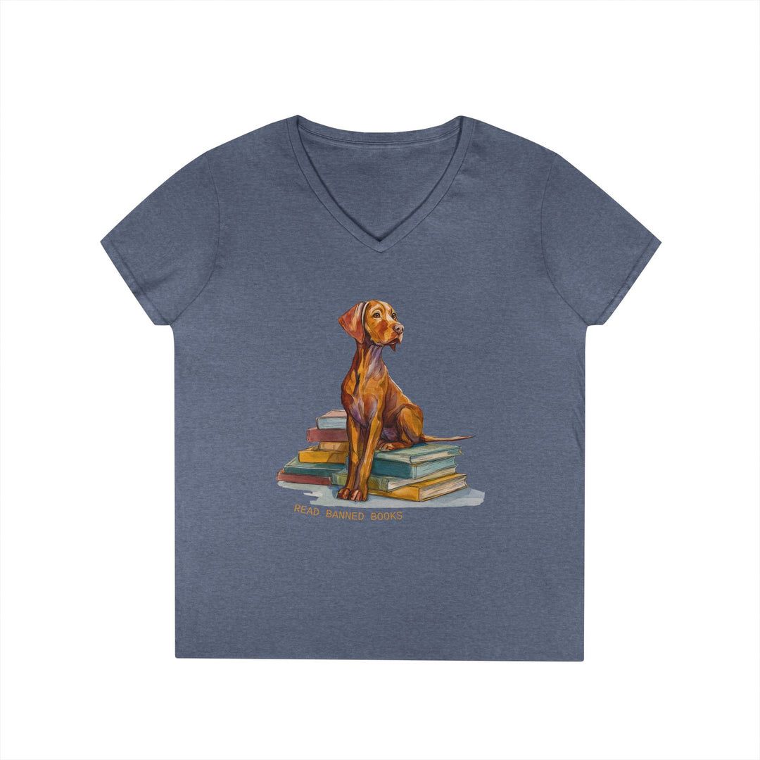 Vizsla Lover's "Read Banned Books" Women's V-Neck T-Shirt