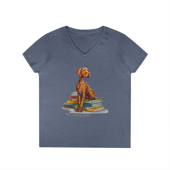 Vizsla Lover's "Read Banned Books" Women's V-Neck T-Shirt