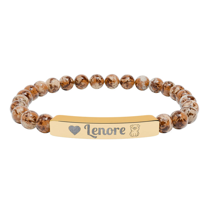 Personalized Natural Stone Bar Pug Bracelet