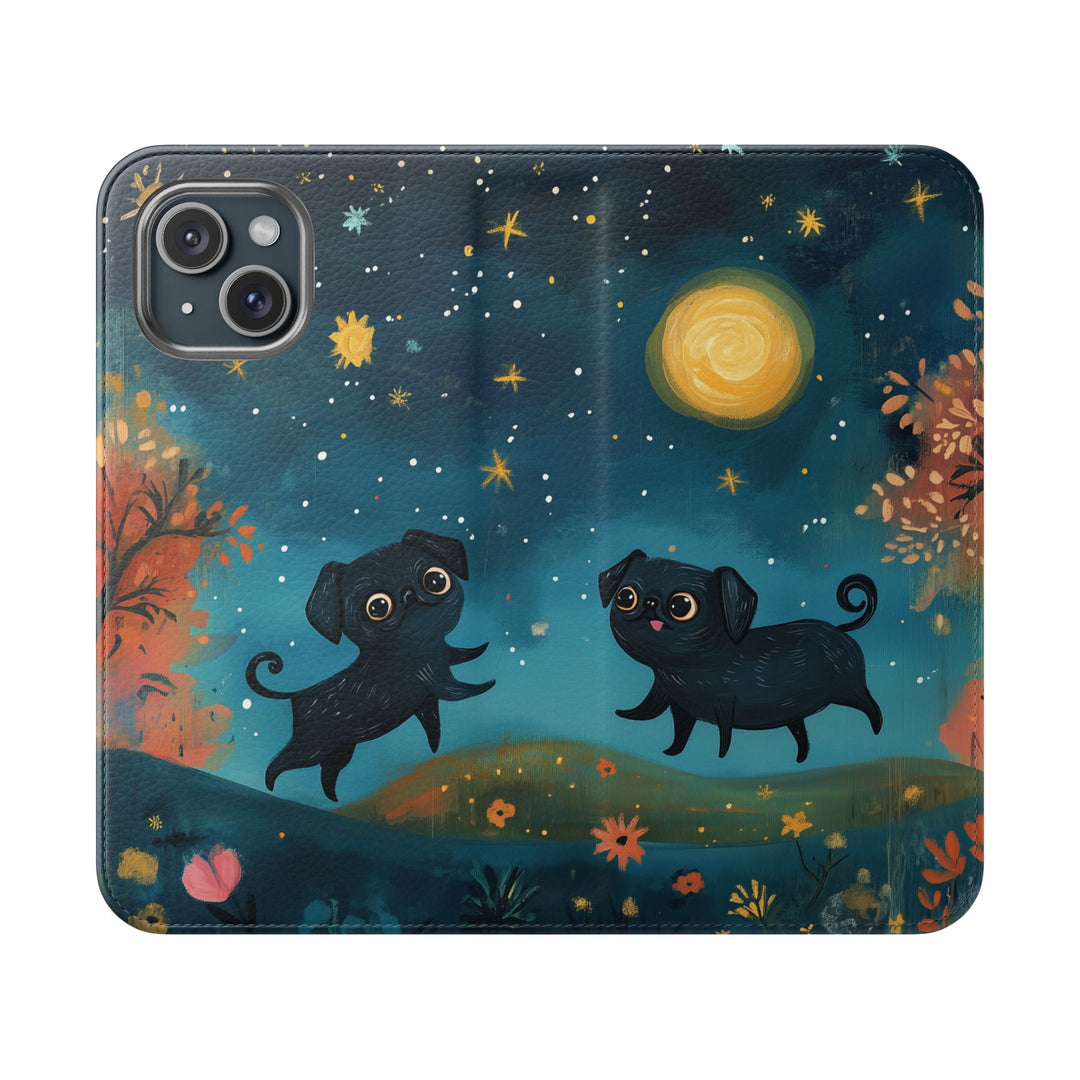 Pugs by Moonlight Flip Phone Cases