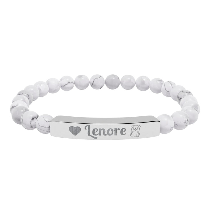 Personalized Natural Stone Bar Pug Bracelet